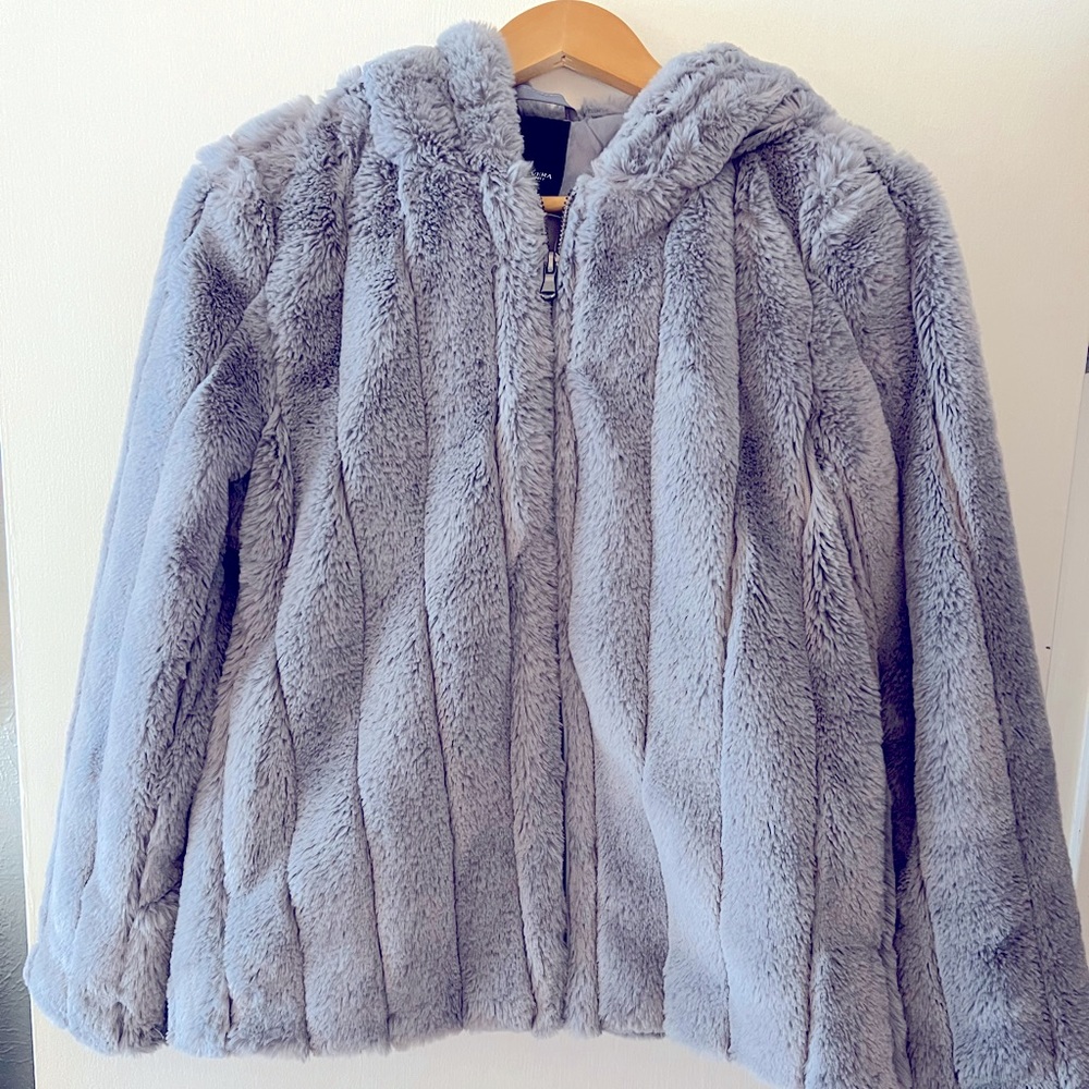 Simply Vera by Vera Wang grey fur coat